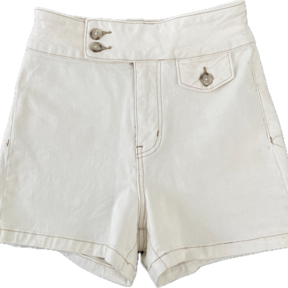 Free people | Stylish Cream ivory denim high waist Women's Shorts